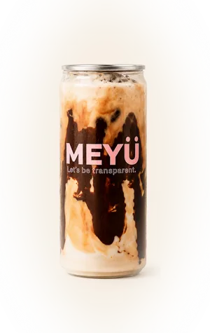 MEYÜ Tiramisu Lava iced coffee can, studio photo